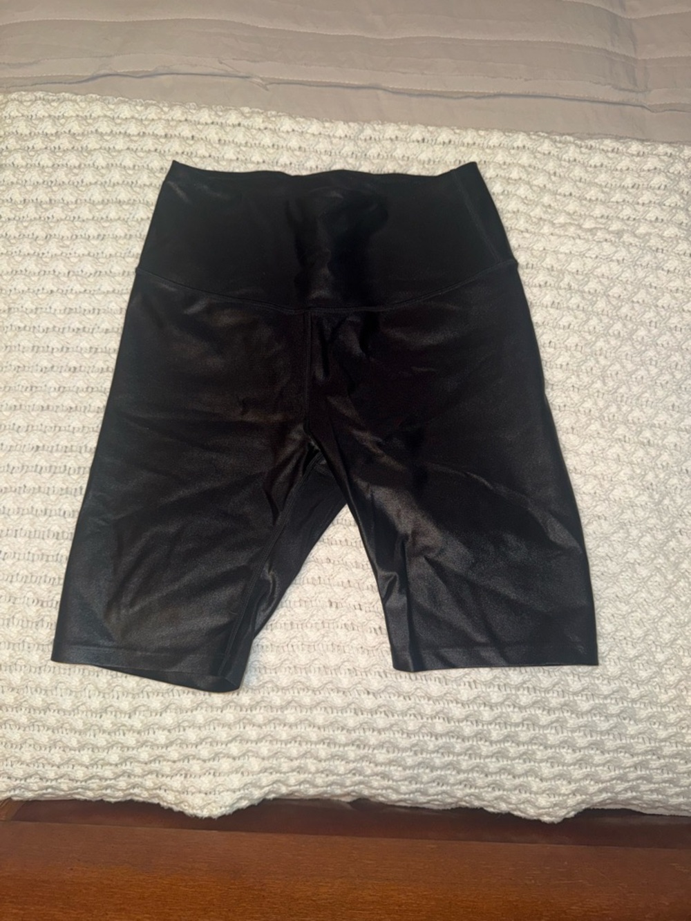 High-Rise Black Faux Leather Bike Shorts